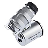 KIMILAR Microscopio Tascabile 60X, lente ingrandimento con luce, portatile tascabile lente ingrandimento da tavolo professionale per gioielli, monete, francobolli, antiquariato