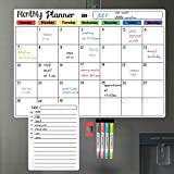 Kit calendario cancellabile a secco, calendario magnetico per frigorifero, calendario mensile per frigorifero, lavagna bianca con magnete extra spesso incluso ...