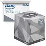 Kleenex Scatole di fazzoletti cubiche 8834, 12 scatole da 88 fogli, 2 veli, Morbidi e resistenti, Inodore, bianco