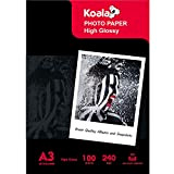 KOALA Heavywight Carta Fotografica per Canon HP Epson stampante a getto d' inchiostro, A3, 100 fogli, 240 g/m²