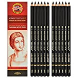 Koh-i-noor Gioconda Negro Aquarelle - 12 Water Soluble Graphite Pencils 6B. 8800 by Koh-I-Noor