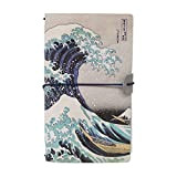 Kokonote: Taccuino da viaggio The Great Wave of Kanagawa | Hokusai Collection: Taccuino pelle sintentica con 2 quaderni, porta tessere ...