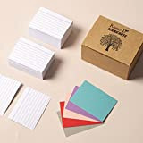 Koogel Cartoncini per appunti, 500 fogli, formato A8, a righe, per imparare i vocaboli, colore: bianco