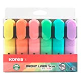 Kores - Bright Liner Plus: Evidenziatore dai Colori Pastello, Punta a Scalpello e Inchiostro a Base d'Acqua, Forma Ergonomica, Adatti ...