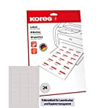 Kores - Etichette trasparenti per laser, fotocopiatrici, 63,5 x 33,9 mm, 10 fogli, 240 etichette