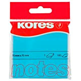 Kores - Foglietti Adesivi Blu Neon, Note Adesive per Scuola e Ufficio, 75 x 75 mm, Confezione da 1 Blocchetto ...