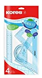 Kores - Geo30: Set di 4 Prodotti per la Matematica, per Bambini e Studenti, Set per la Geometria in Plastica ...