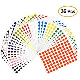 Kuuqa 36 Fogli Etichette di Codifica a Colori da 8 mm Etichette Adesive a Punto Tondo Piccolo Etichette Adesive (3168 ...
