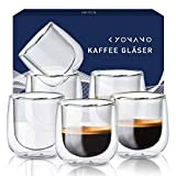 KYONANO 6*80ml Bicchieri Espresso,Tazzine di Vetro a Doppia Parete, Vetro Borosilicato, perfette per latte, cappuccini, caffè, tè