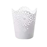 LAAT - Vaso in plastica per fiori, porta penne, organizer per pennelli da make-up, Plastica, bianco, 10cmx11.5cmx7.5cm