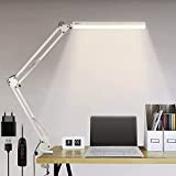 Lampada da scrivania a LED, 14W Lampada da Tavolo con Morsetto, protezione degli occhi, Dimmerabile, 10 livelli di luminosità 3 ...
