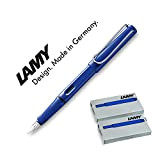 Lamy Safari - Penna stilografica, 014 m, con 10 cartucce T10, colore: Blu