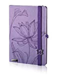 Lanybook - Taccuino in formato A5, con elastico, motivo: farfalla, pagine a righe, colore lilla