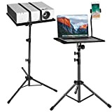 Laptop tripod，laptop stand adjustable height 17.7 to 42.7 inch with gooseneck phone holder, Portable projector stand tripod, Detachable Computer DJ ...