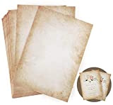LATERN 50 Fogli Di Scrittura Carta Vintage, A4 A Doppia Faccia Formato Stampato Din A4 100 Gsm Vecchia Carta Cancelleria ...