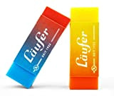 Läufer 69825 Plast Color, gomma bicolore, cancella in modo affidabile matite e matite colorate, in blister contiene 2 gomme per ...