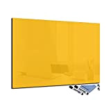 Lavagna magnetica in vetro giallo 70 x 100 cm lavagna bianca da parete scrivibile magnetica bacheca cucina ufficio con accessori ...