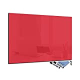 Lavagna magnetica in vetro rosso 70 x 100 cm lavagna bianca da parete scrivibile magnetica bacheca cucina ufficio con accessori ...