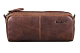 LEABAGS Fort Wayne Leather Pencil Case I Portamatite in vera pelle di bufalo I Portapenne in pelle I Portapenne vintage ...
