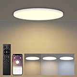 LED Lampada Soffitto Dimmerabile 48W 4320Lumen con Telecomando, Klighten Plafoniera a LED Pannello Tonda con Controllo App per Cucina Soggiorno ...