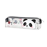 Legami - Pencil Case, Astuccio Trasparente, 19,5x5,5 cm, Panda, Hug Me, Mostra Esattamente Ciò che Contiene, in TCU Trasparente, Chiusura ...