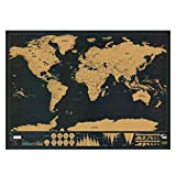 LEIYISA Deluxe Black Scratch off World Map, 82.5 x 59,5 cm Mappa Nera Scratch Best Decor for School Office Cancelleria ...