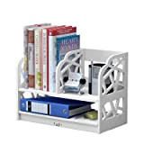 Libreria in legno bianca a 2 ripiani, piccola libreria da scrivania, organizer da scrivania, scaffale da banco, multiuso, libreria per ...