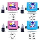 liupmeg 4 STK Roller Timbro Digitale per insegnamento,Reusable Computational Math Educational Toy Stamp,Math Practice Questions Within 100,Timbro Digitale per Bambini
