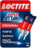 Loctite Super Attak Original Bipack, colla liquida trasparente in confezione convenienza, colla resistente per gomma, metallo, ceramica, legno, cuoio, pelle, ...