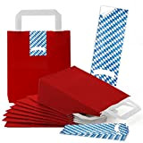 Logbuch-Verlag 25 piccoli sacchetti di carta kraft rossi con manici + 25 adesivi rettangolari fascette blu bianco bavarese borsa regalo ...