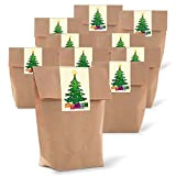 Logbuch-Verlag 25 sacchetti di carta color marrone 14 22 5,6 cm + 25 strisce adesive sticker con albero di Natale ...