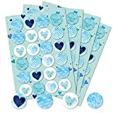 Logbuch-Verlag 96 adesivi rotondi 4 cm cuore cuori turchese azzurro bianco blu eleganti romantici fai da te diy bricolage decorazione ...