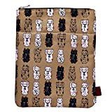 Lucky Japanese Cat Book Sleeve - Copertina per libri in brossura, in tessuto lavabile, maniche con cerniera, misura media 25,7 ...