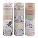Lychii 20 Rotoli Washi Tape Set, Nastro Adesivo Decorativo Vintage per Artigianato Fai-da-Te, Diari, Carte, Diario, Scrapbooking