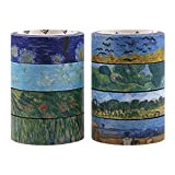Lychii 8 Rotoli Washi Tape Set, Modello di pittura a olio di Van Gogh Nastro adesivo per Artigianato fai-da-te, Diari, ...