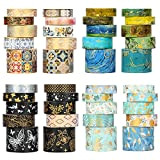 Lychii Washi Tape Set, 40 Rotoli di Timbratura in oro, fai da te Multi Patterns Nastro Adesivo Decorativo per Diari ...
