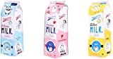 Lyspace - Set di 3 astucci creativi per latte in poliuretano impermeabile, grande capacità, colore: Giallo blu rosa