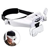 Magnifier Lighted Head con LED rimovibili, senza mani, visiera per occhiali da sole, casco Magnifier Loupe per Close Work, Sewing, ...