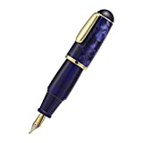 Majohn Q1 Fountain Pen Fude Pen Bent Nib Purple Blue Acrylic, Little Fat Man Eyedropper Filling Pocket Pen Large Capacity
