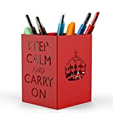 Mango Steam Portapenne in metallo, supporto per scrivania, organizer per matite, per ufficio, classe, casa (Keep Calm, Rosso)