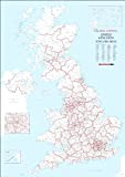 Mappa Codice Postale UK White Areas Medium Wall - Carta