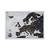 Mappa con puntine, Mappa dell'Europa con Legno Naturale Cornice, La Dimensione 62 x 44 cm, Mappe Personalizzate con Colori Originali, ...