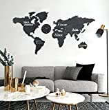 Mappa del mondo 3D in legno, mappa del mondo da parete, orologio da parete radio grande, mappa del mondo in ...