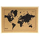 Mappa del mondo in sughero da parete cornice in legno naturale - Mappa del mondo da viaggio - bacheca in ...