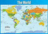 Mappa del mondo | Poster geografico | Carta lucida laminata misura 850 mm x 594 mm (A1) | Poster Geografia ...
