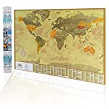 Mappa di Viaggio e Avventure Personali, Vintage Mappa del Mondo da Grattare, Regalo Originale per la Famiglia, Mappa Personalizzata, Made ...