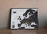 Mappa Europea con Cornice e pin + Bonus 100 Pin, Mappa d'avventura con Cornice, Mappa personalizzati con colori originali, prodotto ...