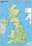 Mappa fisica del Regno Unito, 59,4 x 84,1 cm (A1) - carta laminata - uso in aula, ufficio e casa ...