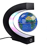 Mappamondo magnetico galleggiante con luci LED colorate a forma di C, anti-gravità, mappa del mondo rotante per regalo per la ...