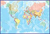 Maps International – Giant World Map Mural – Mega-Map of The World Wallpaper – 232 x 158 – Blu Oceano